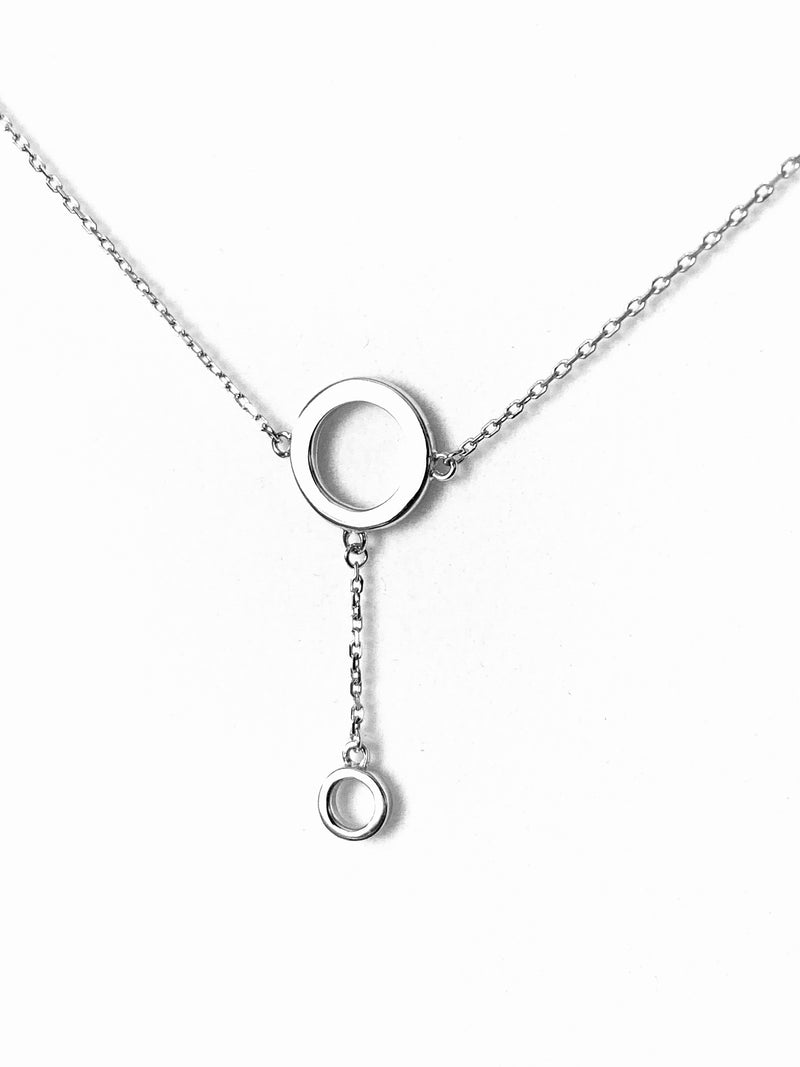 Necklace sterling silver with hanging circle pendant - Ilumine Gallery Store dainty jewelry affordable fine jewelry