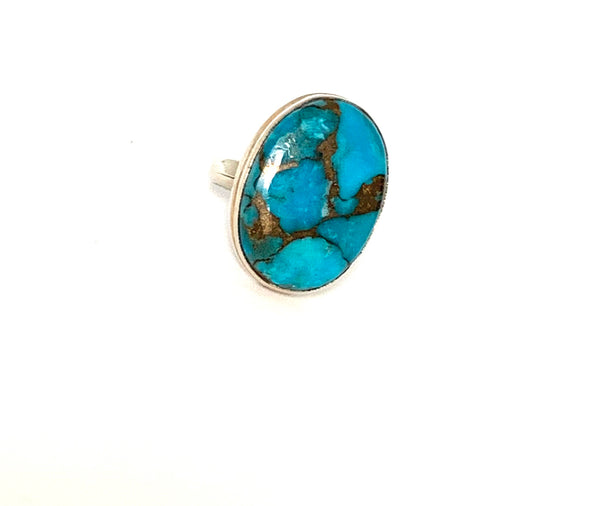 Ring sterling silver with turquoise gemstone - Ilumine Gallery Store dainty jewelry affordable fine jewelry
