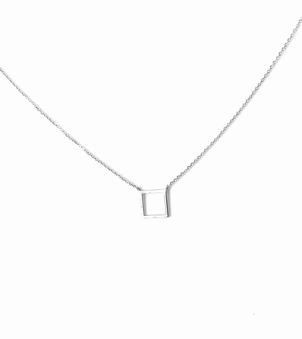 Necklace sterling silver 925 with square pendant - Ilumine Gallery Store dainty jewelry affordable fine jewelry