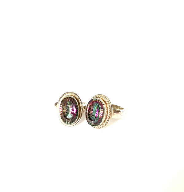 Rings sterling silver with mystic topaz gemstone - Ilumine Gallery Store dainty jewelry affordable fine jewelry