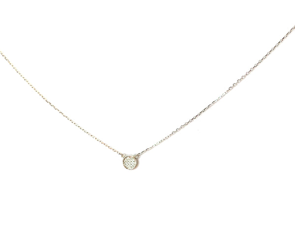 Necklace yellow gold or sterling silver with crystal disk pendant - Ilumine Gallery Store dainty jewelry affordable fine jewelry