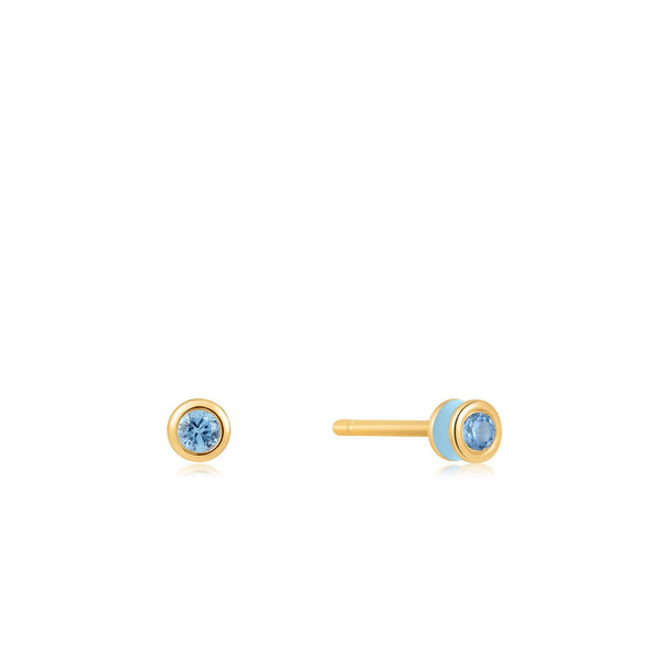 Gold Enamel Stud Earrings