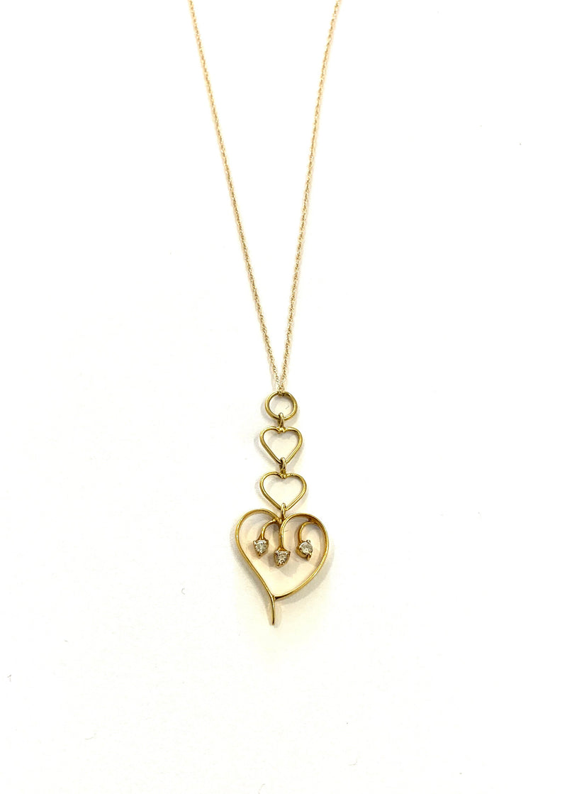 Solid yellow gold diamond heart necklace - Ilumine' Gallery 