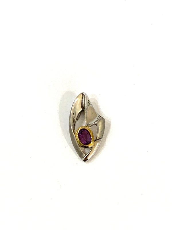 Sterling silver and gold amethyst pendant - Ilumine' Gallery 