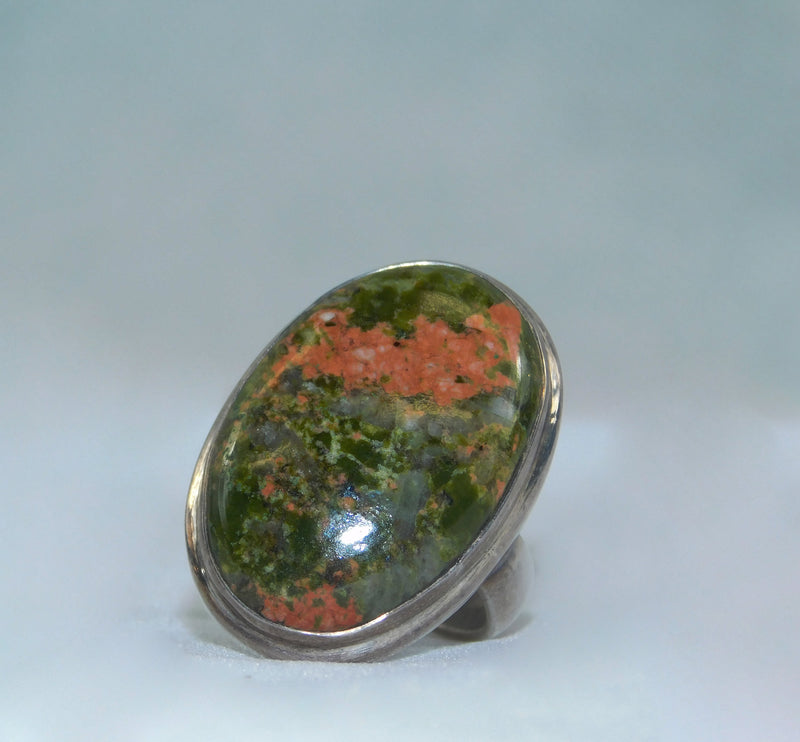 Sterling silver unakite gemstone ring - Ilumine' Gallery 